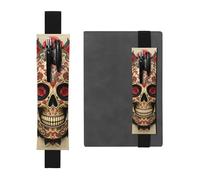 LHCVSFGW Porte-stylo élastique pour bloc-notes, marque-pages, porte-crayons en cuir synthétique avec bande réglable, pochette à stylos, étui à crayons rouge, rose, sucre, crâne, trousse à crayons pour