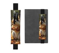 LHCVSFGW Porte-stylo élastique pour bloc-notes, marque-pages, porte-crayons en cuir synthétique avec bande réglable, pochette à stylos, motif écureuil mangeant des noix, trousse à crayons pour