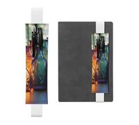 LHCVSFGW Porte-stylo élastique pour bloc-notes, marque-pages, porte-crayons en cuir synthétique avec bande réglable, pochette à stylos, bouteille en verre coloré, trousse à crayons pour planificateurs