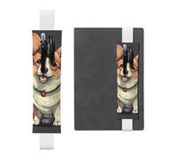 LHCVSFGW Porte-stylo élastique pour bloc-notes, marque-pages, porte-crayons en cuir synthétique avec bande réglable, pochette à stylos, joli motif chien corgi, trousse à crayons pour planificateurs