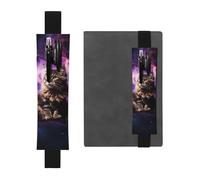 LHCVSFGW Porte-stylo élastique pour bloc-notes, marque-pages, porte-crayons en cuir synthétique avec bande réglable, pochette à stylos, motif chat assis à l'intérieur de la nébuleuse, trousse à