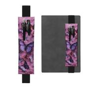 LHCVSFGW Porte-stylo élastique pour bloc-notes, marque-pages, porte-crayons en cuir synthétique avec bande réglable, pochette à stylos, tous les papillons, trousse à crayons pour planificateurs