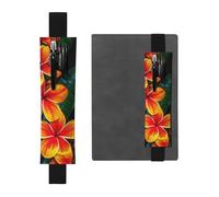LHCVSFGW Porte-stylo élastique pour bloc-notes, marque-pages, porte-crayons en cuir synthétique avec bande réglable, pochette à stylos attrayante, motif fleurs hawaïennes, trousse à crayons pour
