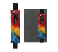 LHCVSFGW Porte-stylo élastique pour bloc-notes, marque-pages, porte-crayons en cuir synthétique avec bande réglable, pochette fantastique en plumes de perroquet, trousse à crayons pour planificateurs