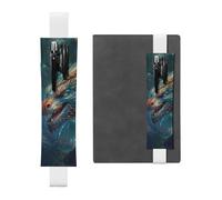 LHCVSFGW Porte-stylo élastique pour bloc-notes, marque-pages, porte-crayons en cuir synthétique avec bande réglable, pochette à crayons Dragon Art Trousse à crayons pour planificateurs, classeurs