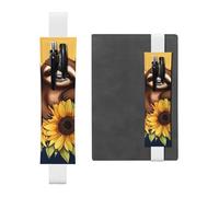 LHCVSFGW Porte-stylo élastique pour bloc-notes, marque-pages, porte-crayons en cuir synthétique avec bande réglable, pochette à stylos, motif paresseux assis sur un tournesol, trousse à crayons pour