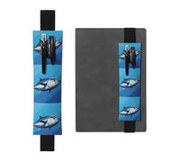 LHCVSFGW Porte-stylo élastique pour bloc-notes, marque-pages, porte-crayons en cuir synthétique avec bande réglable, pochette à crayons motif thon coloré pour planificateurs, classeurs, livres, Noir