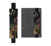 LHCVSFGW Porte-stylo élastique pour bloc-notes, marque-pages, porte-crayons en cuir synthétique avec bande réglable, pochette à stylos, motif champignons de conte de fées, trousse à crayons pour