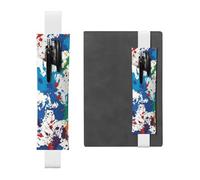 LHCVSFGW Porte-stylo élastique pour bloc-notes, marque-pages, porte-crayons en cuir synthétique avec bande réglable, pochette à stylos, motif éclaboussures de peinture, trousse à crayons pour