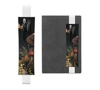 LHCVSFGW Porte-stylo élastique pour bloc-notes, marque-pages, porte-crayons en cuir synthétique avec bande réglable, pochette à stylos, motif champignons de conte de fées, trousse à crayons pour