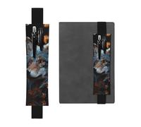 LHCVSFGW Porte-stylo élastique pour bloc-notes, marque-pages, porte-crayons en cuir synthétique avec bande réglable, pochette à stylos, feuilles d'automne et loup, trousse à crayons pour