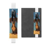 LHCVSFGW Porte-stylo élastique pour bloc-notes, marque-pages, porte-crayons en cuir synthétique avec bande réglable, pochette à stylos, deux teckels, trousse à crayons pour planificateurs, classeurs