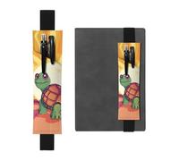 LHCVSFGW Porte-stylo élastique pour bloc-notes, marque-pages, porte-crayons en cuir synthétique avec bande réglable, pochette à crayons tortue au soleil, trousse à crayons pour planificateurs