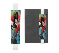 LHCVSFGW Porte-stylo élastique pour bloc-notes, marque-pages, porte-crayons en cuir synthétique avec bande réglable, pochette à crayons perroquet coloré pour planificateurs, classeurs, livres, blanc