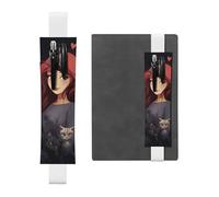 LHCVSFGW Porte-stylo élastique pour bloc-notes, marque-pages, porte-crayons en cuir synthétique avec bande réglable, pochette à stylos Une fille qui aime les chats Trousse à crayons pour