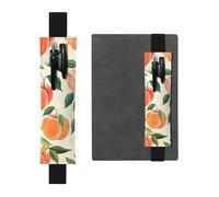 LHCVSFGW Porte-stylo élastique pour bloc-notes, marque-pages, porte-crayons en cuir synthétique avec bande réglable, pochette à crayons couleur pêche pour planificateurs, classeurs, livres, Noir