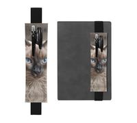 LHCVSFGW Porte-stylo élastique pour bloc-notes, marque-pages, porte-crayons en cuir synthétique avec bande réglable, joli motif chat siamois, trousse à crayons pour planificateurs, classeurs, livres