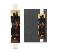 LHCVSFGW Porte-stylo élastique pour bloc-notes, marque-pages, porte-crayons en cuir synthétique avec bande réglable, pochette à stylos, une jolie trousse à crayons teckel pour planificateurs