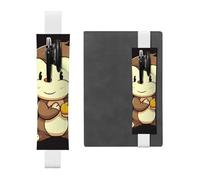 LHCVSFGW Porte-stylo élastique pour bloc-notes, marque-pages, porte-crayons en cuir synthétique avec bande réglable, pochette à stylos, motif singe tenant des fruits, trousse à crayons pour