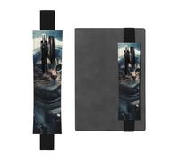 LHCVSFGW Porte-stylo élastique pour bloc-notes, marque-pages, porte-crayons en cuir synthétique avec bande réglable, pochette à stylos, motif chat astronaute dans l'espace - Trousse à crayons pour