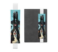 LHCVSFGW Porte-stylo élastique pour bloc-notes, marque-pages, porte-crayons en cuir synthétique avec bande réglable, pochette à stylos, pochette pour un grand groupe de chiens, trousse à crayons pour