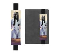 LHCVSFGW Porte-stylo élastique pour bloc-notes, marque-pages, porte-crayons en cuir synthétique avec bande réglable, pochette à crayons mignon éléphant pour planificateurs, classeurs, livres, Noir