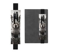 LHCVSFGW Porte-stylos élastique en cuir synthétique pour bloc-notes, marque-pages, avec bande réglable, pochette à crayons gris clair, motif écureuil, trousse à crayons pour agendas, classeurs, livres