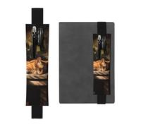 LHCVSFGW Porte-stylos élastique pour bloc-notes, marque-pages, porte-crayons en cuir synthétique avec bande réglable, pochette à crayons avec motif chat orange endormi, trousse à crayons pour