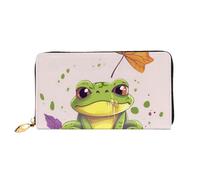 LHCVSFGW Portefeuille en cuir pour homme et femme - Portefeuille ultra fin avec porte-cartes de crédit - Feuilles et grenouille - Noir - Taille unique, Noir , Taille unique