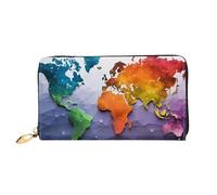 LHCVSFGW Portefeuille en cuir pour homme et femme - Portefeuille ultra fin avec porte-cartes de crédit - Carte du monde - Noir - Taille unique, Noir , Taille unique