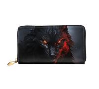 LHCVSFGW Portefeuille en cuir pour homme et femme - Portefeuille ultra fin avec porte-cartes de crédit - Grand loup noir avec yeux rouges - Pochette pour femme - Noir - Taille unique, Noir , Taille