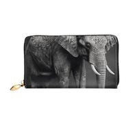 LHCVSFGW Portefeuille en cuir pour homme et femme - Portefeuille ultra fin avec porte-cartes de crédit - Image éléphant noir et blanc - Pochette pour femme - Noir - Taille unique, Noir , Taille unique
