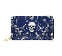 LHCVSFGW Portefeuille en cuir pour homme et femme - Portefeuille ultra fin avec porte-cartes de crédit - Tête de mort bleue et os - Noir - Taille unique, Noir , Taille unique