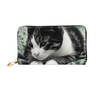 LHCVSFGW Portefeuille en cuir pour homme et femme - Portefeuille ultra fin avec porte-cartes de crédit - Chat noir et blanc - Taille unique, Noir , Taille unique
