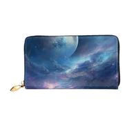 LHCVSFGW Portefeuille en cuir pour homme et femme - Portefeuille ultra fin avec porte-cartes de crédit - Nébuleuse et lune - Noir - Taille unique, Noir , Taille unique