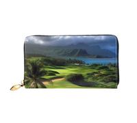 LHCVSFGW Portefeuille en cuir pour homme et femme - Portefeuille ultra fin avec porte-cartes de crédit - Style hawaïen - Golf tropical - Noir - Taille unique, Noir , Taille unique