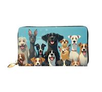 LHCVSFGW Portefeuille en cuir pour homme et femme - Portefeuille ultra fin avec porte-cartes de crédit - Un grand groupe de chiens - Pochette pour dames, noir, taille unique, Noir , Taille unique