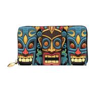 LHCVSFGW Portefeuille en cuir pour homme et femme - Portefeuille ultra fin avec porte-cartes de crédit coloré - Motif masque tiki - Noir - Taille unique, Noir , Taille unique