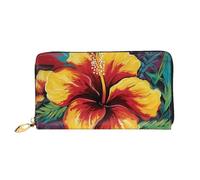 LHCVSFGW Portefeuille en cuir pour homme et femme - Portefeuille ultra fin avec porte-cartes de crédit coloré hibiscus - Noir - Taille unique, Noir , Taille unique