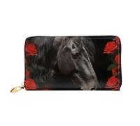 LHCVSFGW Portefeuille en cuir pour homme et femme - Portefeuille ultra fin avec porte-cartes de crédit - Motif cheval noir - Taille unique, Noir , Taille unique