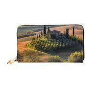 LHCVSFGW Portefeuille en cuir pour homme et femme - Portefeuille ultra fin avec porte-cartes de crédit - Paysage toscane - Paysage d'arbre - Ferme - Noir - Taille unique, Noir , Taille unique