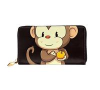LHCVSFGW Portefeuille en cuir pour homme et femme - Portefeuille ultra fin avec porte-cartes de crédit - Motif singe tenant des fruits - Noir - Taille unique, Noir , Taille unique