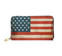 LHCVSFGW Portefeuille en cuir pour homme et femme - Portefeuille ultra fin avec porte-cartes de crédit - Drapeau américain vintage - Noir - Taille unique, Noir , Taille unique