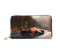 LHCVSFGW Portefeuille en cuir pour homme et femme - Portefeuille ultra fin avec porte-cartes de crédit - Voiture de sport sur la route - Noir - Taille unique, Noir , Taille unique