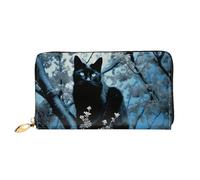 LHCVSFGW Portefeuille en cuir pour homme et femme - Portefeuille ultra fin avec porte-cartes de crédit - Chat noir sur l'arbre - Noir - Taille unique, Noir , Taille unique
