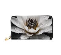 LHCVSFGW Portefeuille en cuir pour homme et femme - Portefeuille ultra fin avec porte-cartes de crédit - Noir et blanc - Nénuphar - Taille unique, Noir , Taille unique