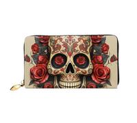 LHCVSFGW Portefeuille en cuir pour homme et femme - Portefeuille ultra fin avec porte-cartes de crédit - Motif tête de mort - Noir - Taille unique, Noir , Taille unique