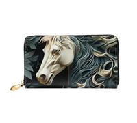 LHCVSFGW Portefeuille en cuir pour homme et femme - Portefeuille ultra fin avec porte-cartes de crédit - Motif cheval - Noir - Taille unique, Noir , Taille unique