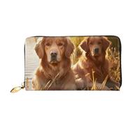 LHCVSFGW Portefeuille en cuir pour homme et femme - Portefeuille ultra fin avec porte-cartes de crédit - Deux Golden Retrievers - Noir - Taille unique, Noir , Taille unique