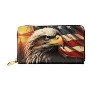 LHCVSFGW Portefeuille en cuir pour homme et femme - Portefeuille ultra fin avec porte-cartes de crédit - Drapeau et aigle - Noir - Taille unique, Noir , Taille unique